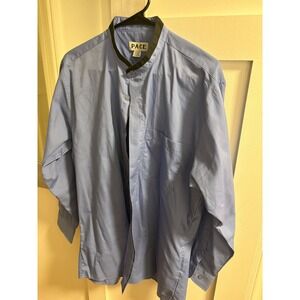 Pace Mens Mandarin Collar Dress Shirt Blue Black Banded Collar 16.5 32/33